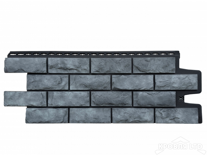 Фасадная панель Grand Line Колотый камень Design Plus антрацит c черным швом