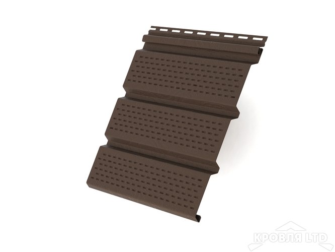 Софит  тройной пластиковый полная перфорация ТН  цвет коричневый, 3,0 м