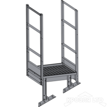 Площадка выхода пожарной лестницы, Ступенька 800 мм. RAL 7004 Серый, 1,15 м