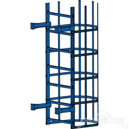 Пожарная лестница Универсальная Rofsystems П1-2, Дуга экрана 800 мм Полиэстер RAL 5005 Синий насыщенный, 2,45 м