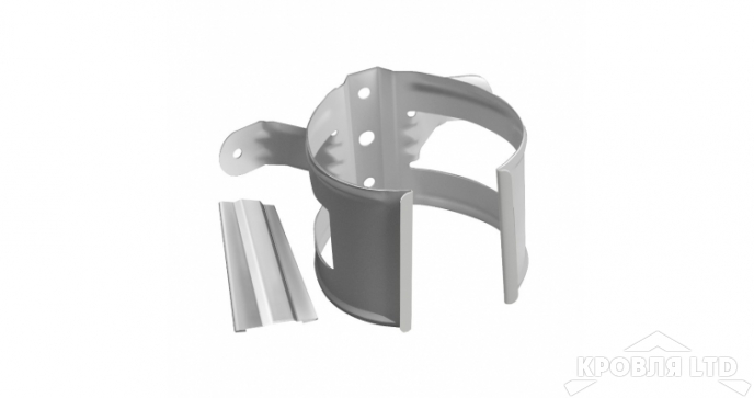 Хомут трубы металлический на дерево GL ПВХ 120/87 Ral 9003 Белый