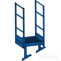 Площадка выхода пожарной лестницы, Ступенька 800 мм. RAL 5005 Синий насыщенный, 1,15 м