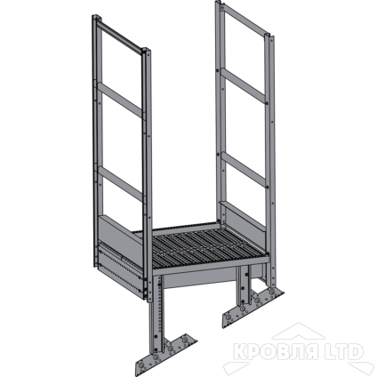 Площадка выхода пожарной лестницы, Ступенька 800 мм. RAL 7004 Серый, 1,15 м