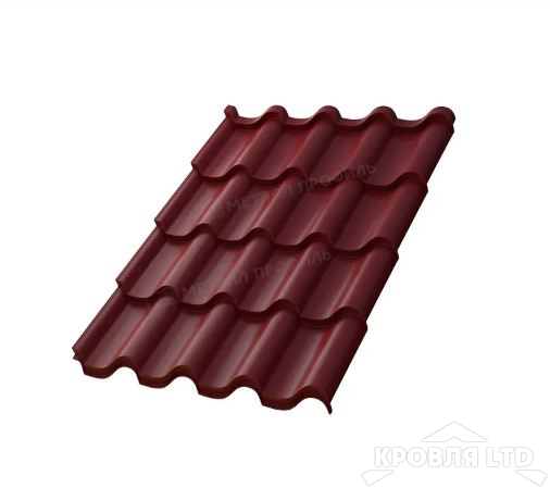 Металлочерепица Монтерроса- S , RAL 3005 Красное вино, толщина 0,5