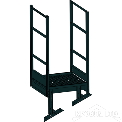 Площадка выхода пожарной лестницы, Ступенька 800 мм. RAL 9005 
Черный, 1,15 м