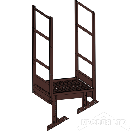 Площадка выхода пожарной лестницы, Ступенька 800 мм. RAL  8017 
коричневый шоколад, 1,15 м
