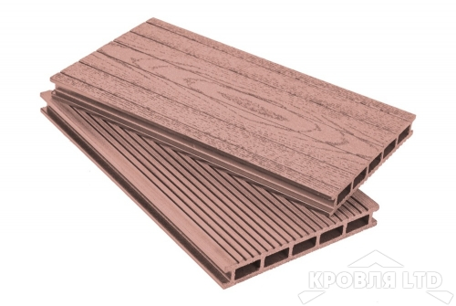 Террасная доска GRAND LINE серия Вельвет и теснение цвет Терракот 22×160x4000