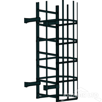 Пожарная лестница Универсальная Rofsystems П1-2, Дуга экрана 800 мм Полиэстер RAL Цвет RAL  9005 
Черный, 2,45 м