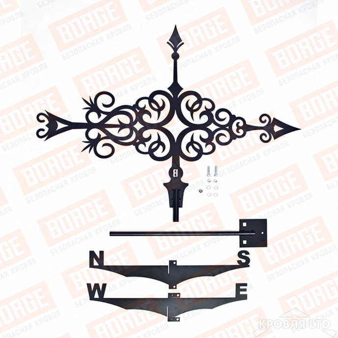 Флюгер BORGE Стрелка, 755х525мм, чёрный (RAL 9005 matt)