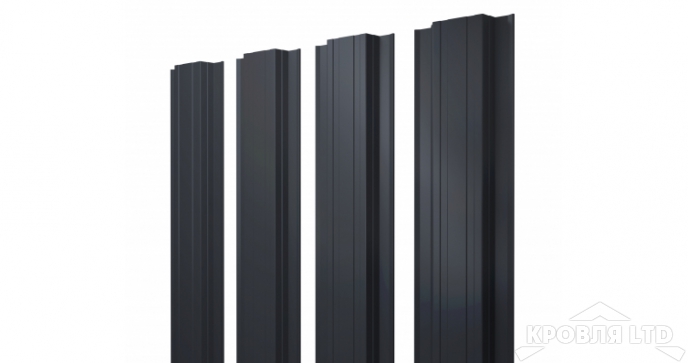 Штакетник Прямоугольный 0,5 Velur20 RAL 7024 мокрый асфальт
