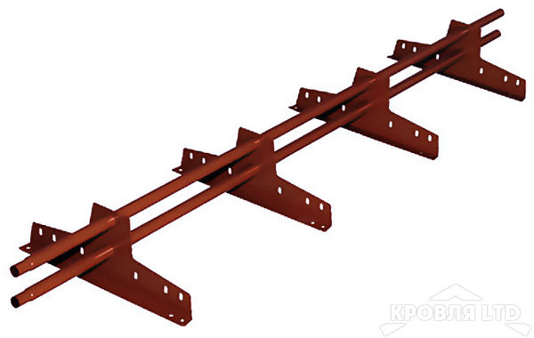 Снегозадержатель Roofsystems серия EСONOM d-25 EURO, Полиэстер RAL 3009красная окись, 3м