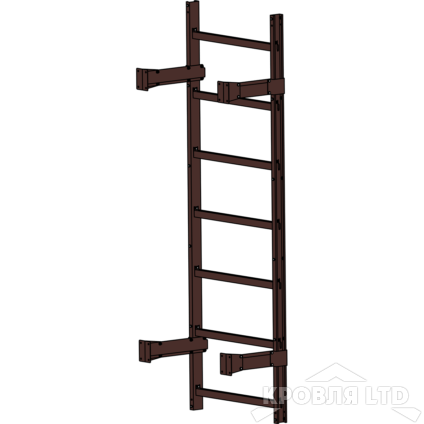 Пожарная лестница Универсальная Rofsystems П1-1, Ступень 800 мм Полиэстер RAL Цвет RAL  8017 
коричневый шоколад, 2,45 м