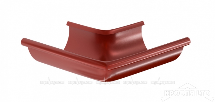 Угол желоба внешний для водостока 90 град Аквасистем 125мм RAL 3005 красное вино
