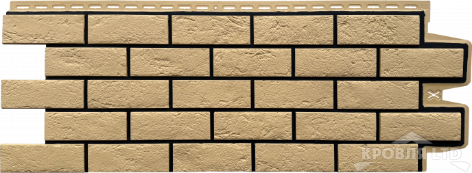 Фасадная панель Grand Line "Состаренный кирпич" Design песочный со швом RAL 9005