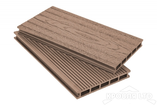 Террасная доска GRAND LINE серия Вельвет и теснение цвет Какао 22×160x3000