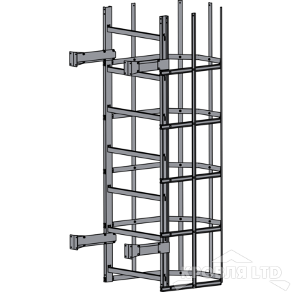 Пожарная лестница Универсальная Rofsystems П1-2, Дуга экрана 800 мм Полиэстер RAL Цвет RAL 7004 Серый, 2,45 м