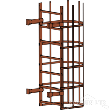 Пожарная лестница Универсальная Rofsystems П1-2, Дуга экрана 800 мм Полиэстер RAL Цвет RAL 8004 Коричневая медь, 2,45 м