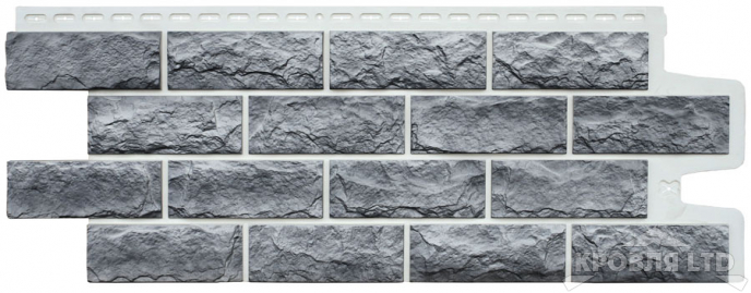 Фасадная панель Grand Line Колотый камень Design Plus гранит с белым швом