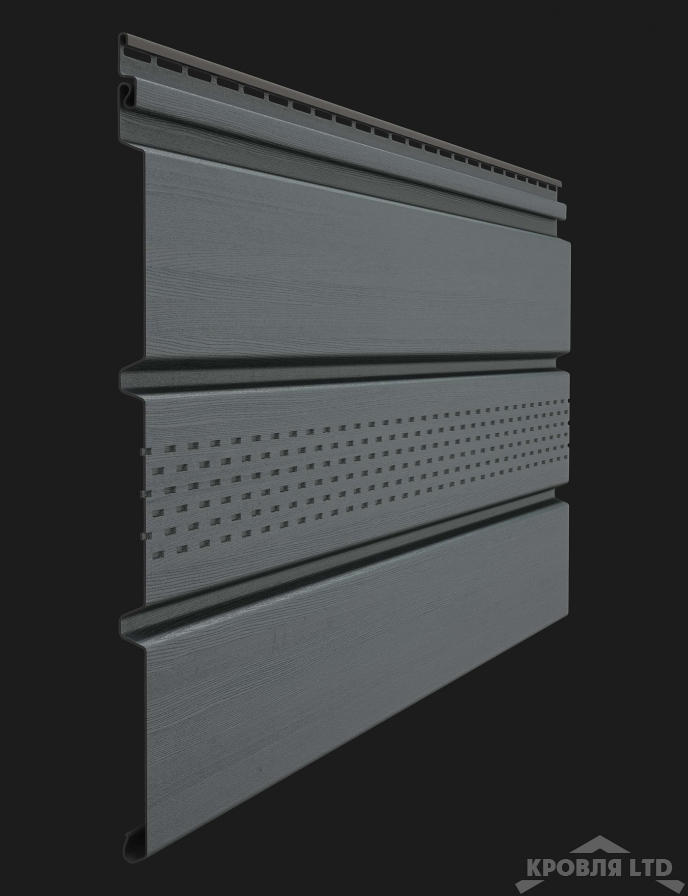 Софит тройной пластиковый центральная перфорация Döcke Premium цвет графит, 3м