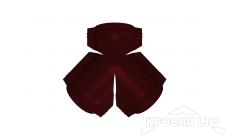 Тройник Y для конька полукруглого R110, Полиэстер RAL 3005 красное вино,толщина 0,45
