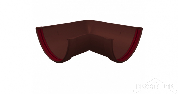 Угол желоба 90 град. универсальный ПВХ Grand Line 120/87 Ral 8017 шоколад