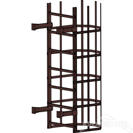 Пожарная лестница Универсальная Rofsystems П1-2, Дуга экрана 800 мм Полиэстер RAL Цвет RAL  8017 
коричневый шоколад, 2,45 м