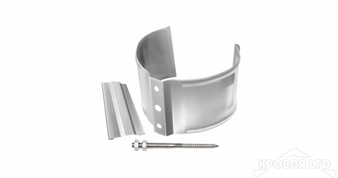 Хомут трубы металлический на камень GL ПВХ 120/87 Ral 9003 Белый