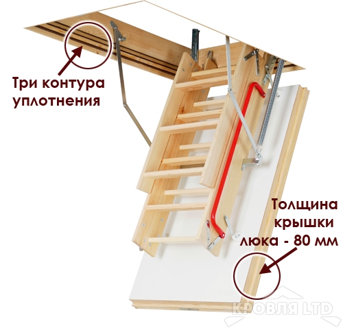 Суперэнергосберегающая чердачная лестница с люком FAKRO LWT Thermo 70х130
