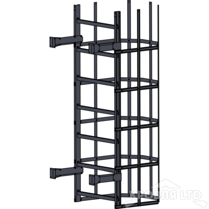 Пожарная лестница Универсальная Rofsystems П1-2, Дуга экрана 800 мм Полиэстер RAL Цвет RAL 7024 Серый графит, 2,45 м