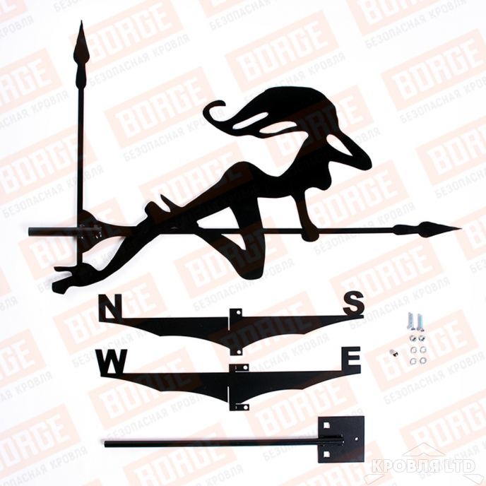 Флюгер BORGE Чертовка, 485х710мм, чёрный (RAL 9005 matt)