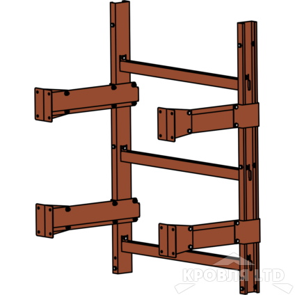 Пожарная лестница Универсальная Rofsystems П1-1, Ступень 800 мм Полиэстер RAL Цвет RAL 8004 Коричневая медь, 1,05 м