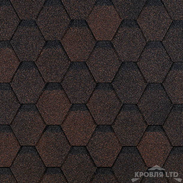 Гибкая черепица Дёке серия  EURAZIA Коллекция ШЕСТИГРАННИК цвет Коричневый