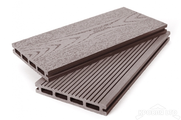Террасная доска GRAND LINE серия Вельвет и теснение цвет Шоколад 22x140×4000
