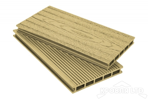 Террасная доска GRAND LINE серия Вельвет и теснение цвет Золотой 22×160x3000