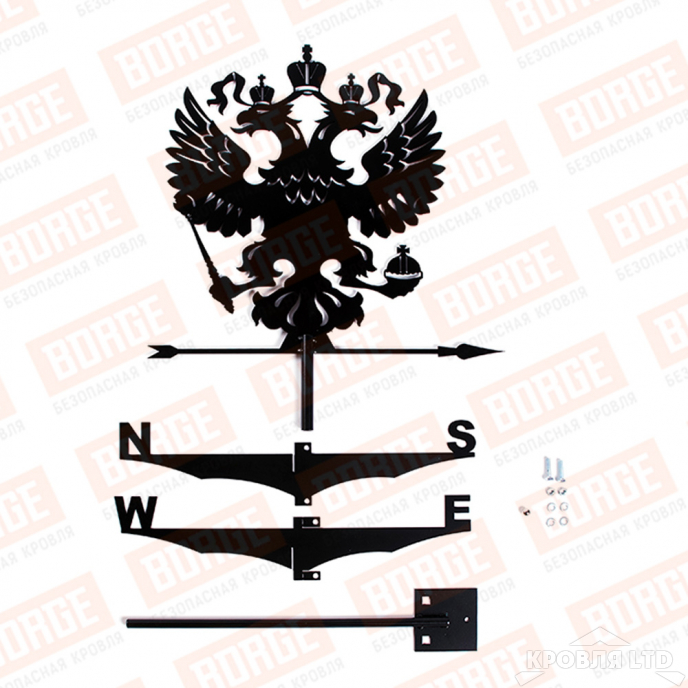 Флюгер BORGE Герб РФ, 460х415мм, чёрный (RAL 9005 matt)