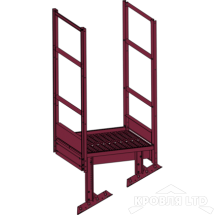 Площадка выхода пожарной лестницы, Ступенька 800 мм. RAL 3005 Спелая вишня, 1,15 м