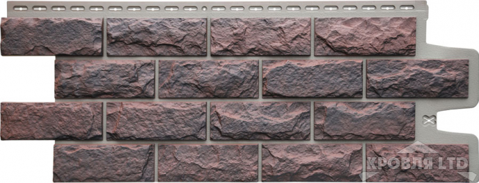 Фасадная панель Grand Line Колотый камень Design Plus кофе с темно-бежевым швом