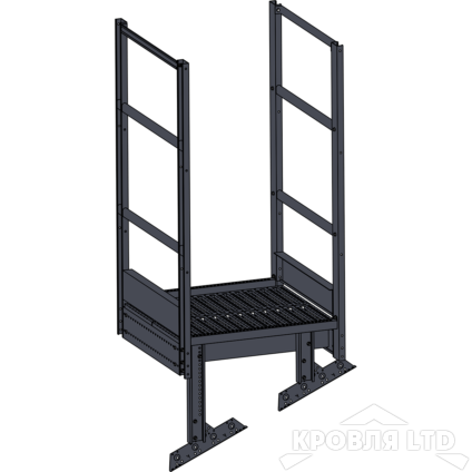 Площадка выхода пожарной лестницы, Ступенька 800 мм. RAL 7024 Серый графит, 1,15 м
