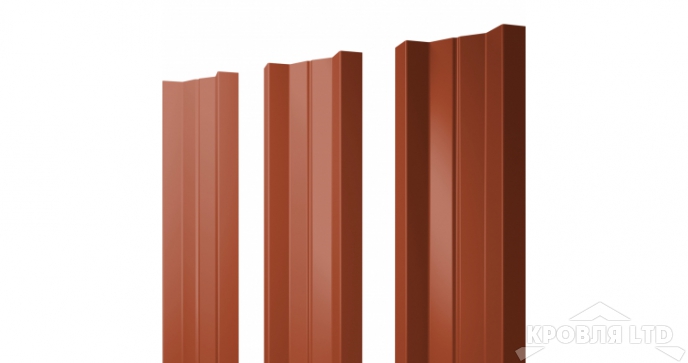 Штакетник М-образный А 0,5 Velur20 RAL 8004 терракота