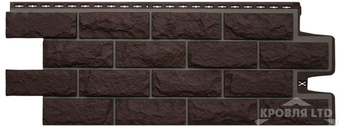Фасадная панель Grand Line Колотый камень Design шоколадный со швом RAL 7006