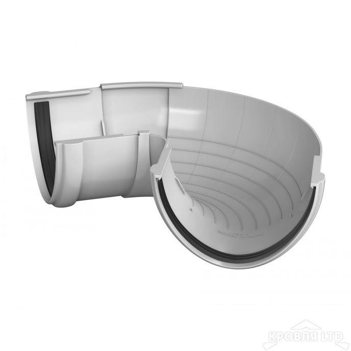 ТН ПВХ D125/82 ММ УГОЛ ЖЕЛОБА, РЕГУЛИРУЕМЫЙ 90°-150° БЕЛЫЙ Rall 9003
