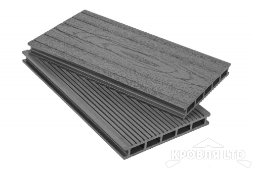 Террасная доска GRAND LINE серия Вельвет и теснение цвет Графит 22×140x3000