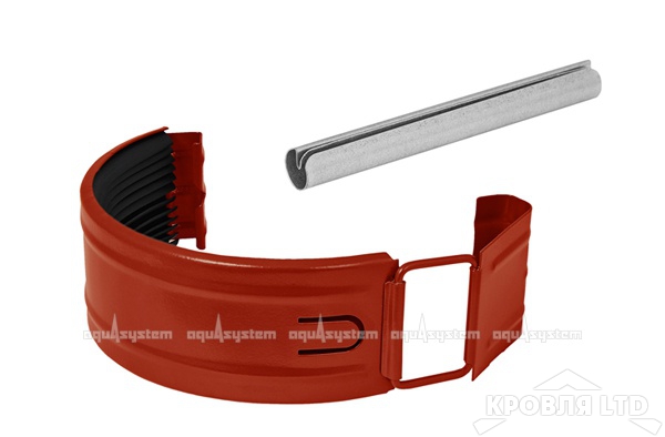 Соединитель желоба для водостока Aквасистем с резиновым уплотнителем125мм RAL 3005 красное вино