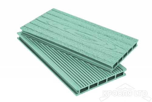 Террасная доска GRAND LINE серия Вельвет и теснение цвет Зеленый 22×160x3000