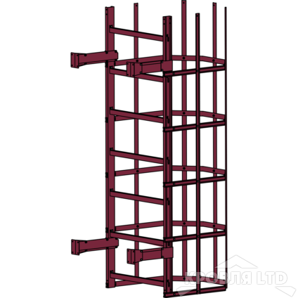 Пожарная лестница Универсальная Rofsystems П1-2, Дуга экрана 800 мм Полиэстер RAL 3005 Спелая вишня, 2,45 м