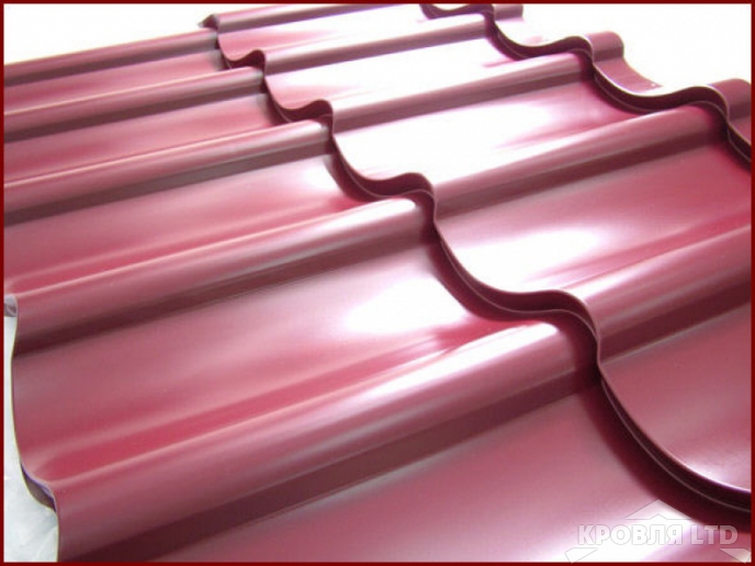 Металлочерепица Испанская Сьерра тип 3, Полиэстер RAL 3005 красное вино, толщина 0,5