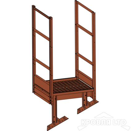 Площадка выхода пожарной лестницы, Ступенька 800 мм. RAL 8004 Коричневая медь, 1,15 м