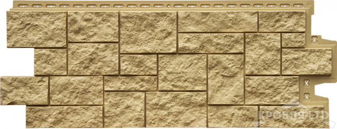 Фасадная панель Grand Line Дикий камень Classic песочный