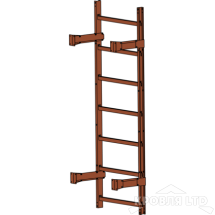 Пожарная лестница Универсальная Rofsystems П1-1, Ступень 800 мм Полиэстер RAL Цвет RAL 8004 Коричневая медь, 2,45 м