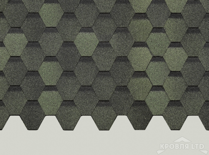 Гибкая черепица Дёке серия EURAZIA Коллекция ШЕСТИГРАННИК цвет зеленый